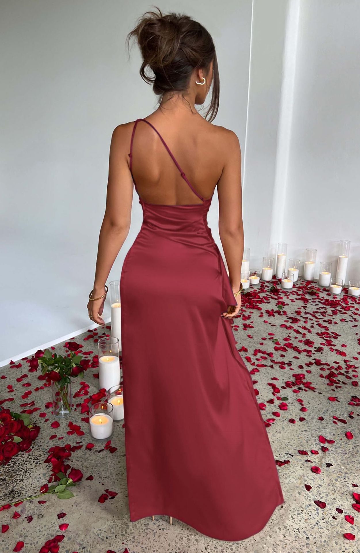 Elara™ High Slit Satin Maxi Dress