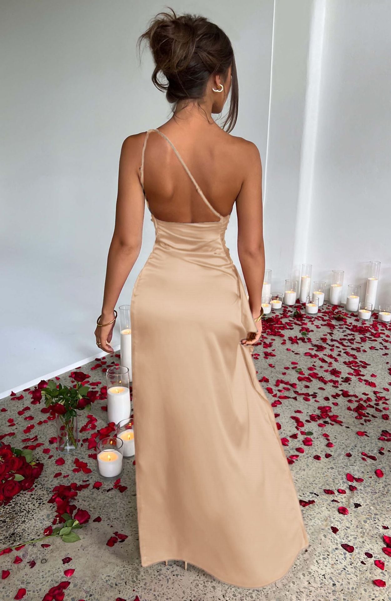 Elara™ High Slit Satin Maxi Dress