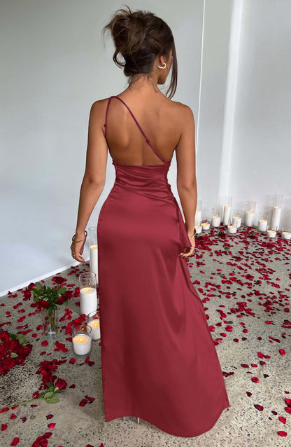 Elara™ High Slit Satin Maxi Dress