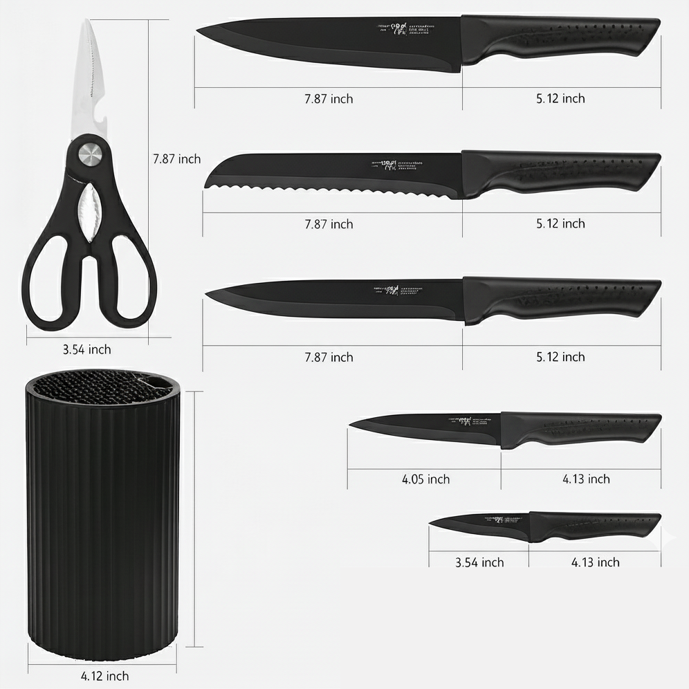 KuroEdge™ 7-Piece Japanese Knife Set - Razor-Sharp Precision & Sleek Minimalist Design