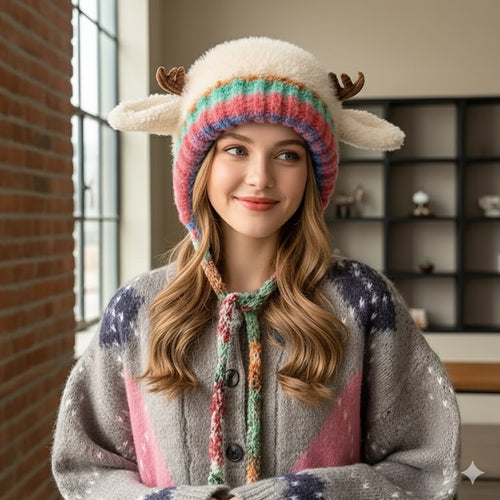 SnugDeer™ Fluffy Winter Antler Hat - Stay Warm & Cute All Winter + Converts Into a Storage Bag